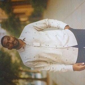 $169 Silver Stone Collection Men's Lg.Geometric Print Modern Fit Button-Up NWT